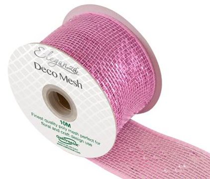 Eleganza Deco Mesh Metallic 63mm x 10m Pink No.21 - Organza / Fabric